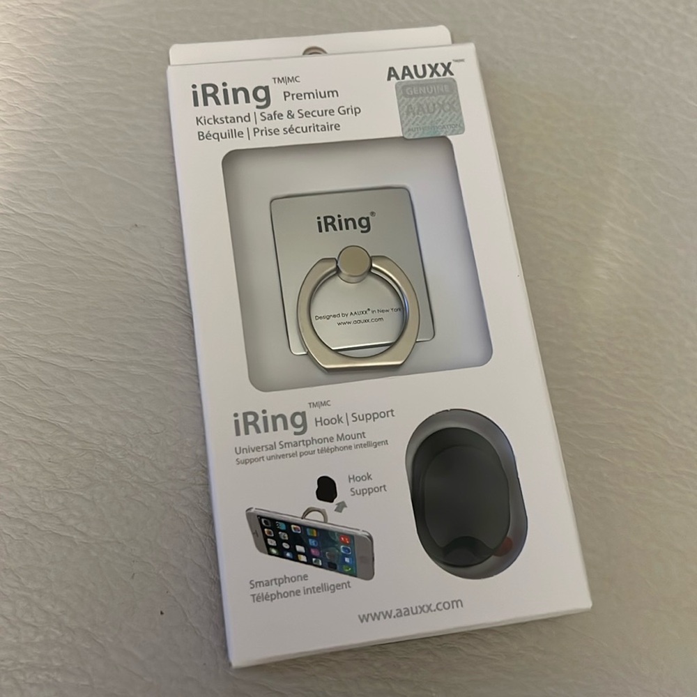 iRing Premium Kickstand, Safe & Secure Grip NWT Hook Support for car dash also